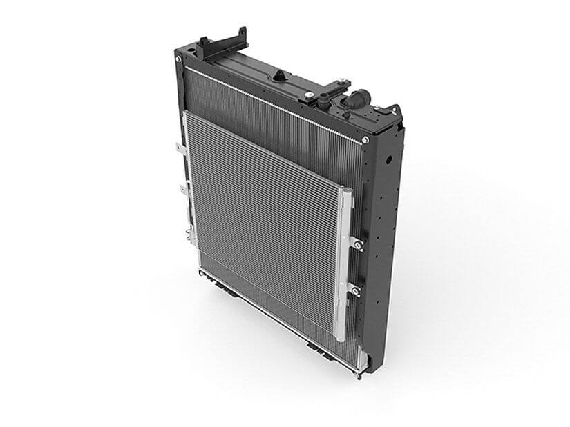 Kühlmodule, hier ein Lkw-Kühler, sind in der Elektromobilität entscheidend. MAHLE entwickelt maßgeschneiderte Module und effektive Gesamtsysteme.